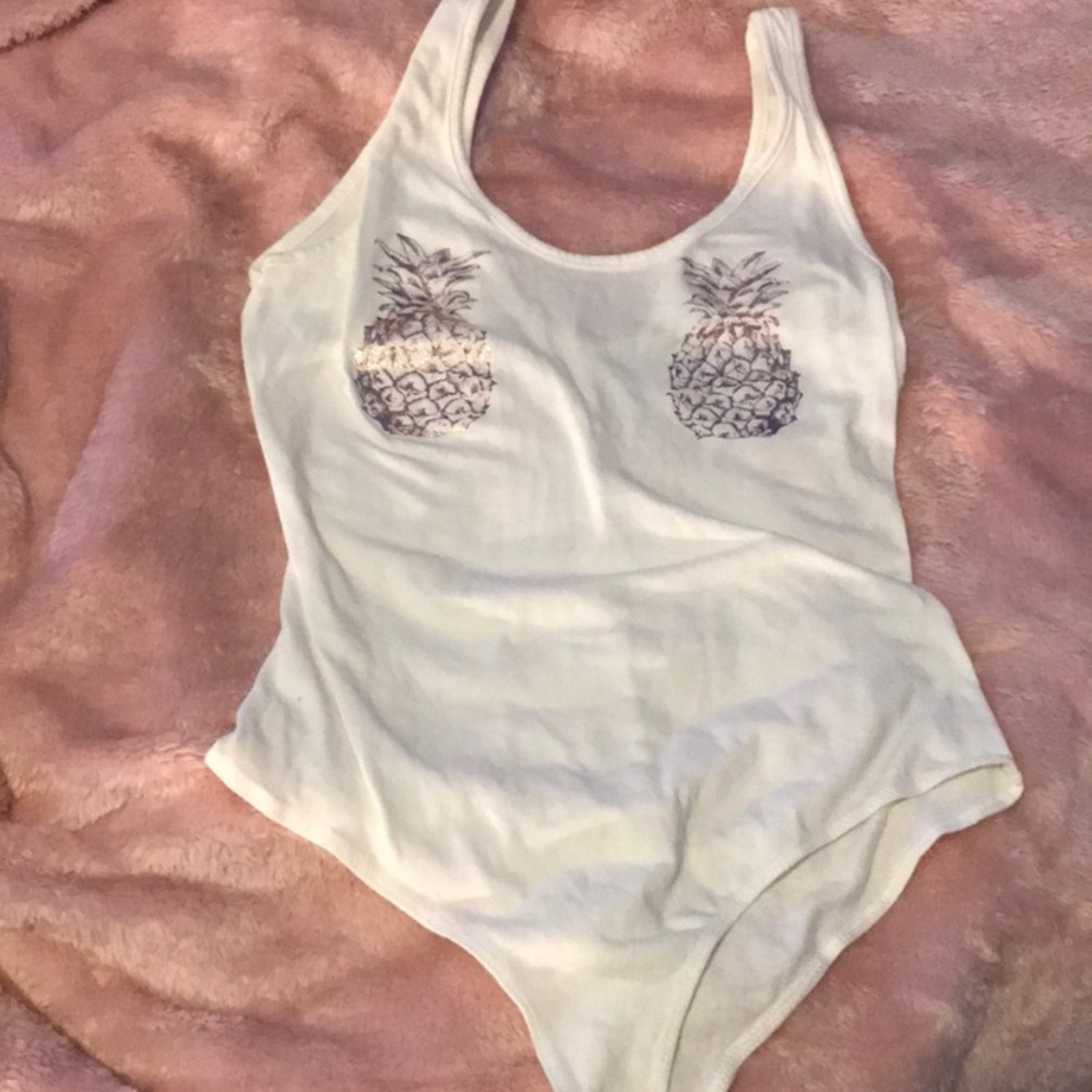 White pineapple bodysuit